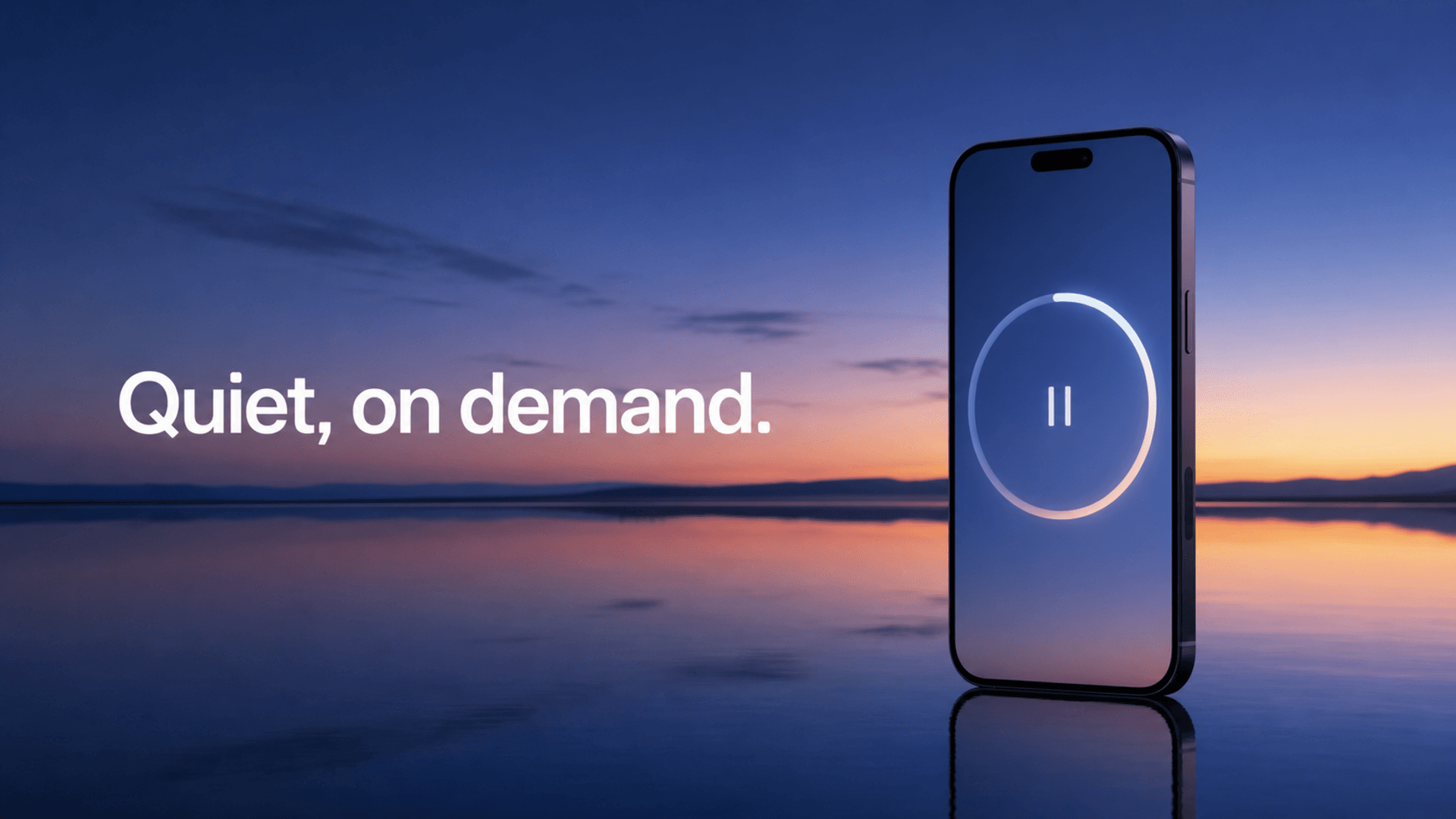 Meditation app ad for Stillwater reading "Quiet, on demand."