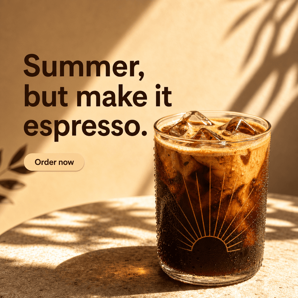The same Solstice Roast espresso ad recomposed for a square feed placement.